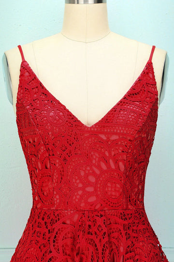 Asymmetrisk Spagettiband Spetsklänning